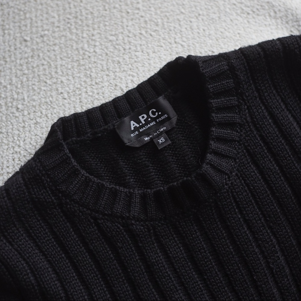 A.P.C. Black knit sweater XS merino wool